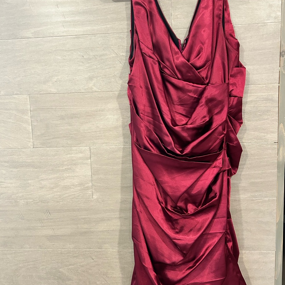 Elegant Burgundy Draped Dress Le Château